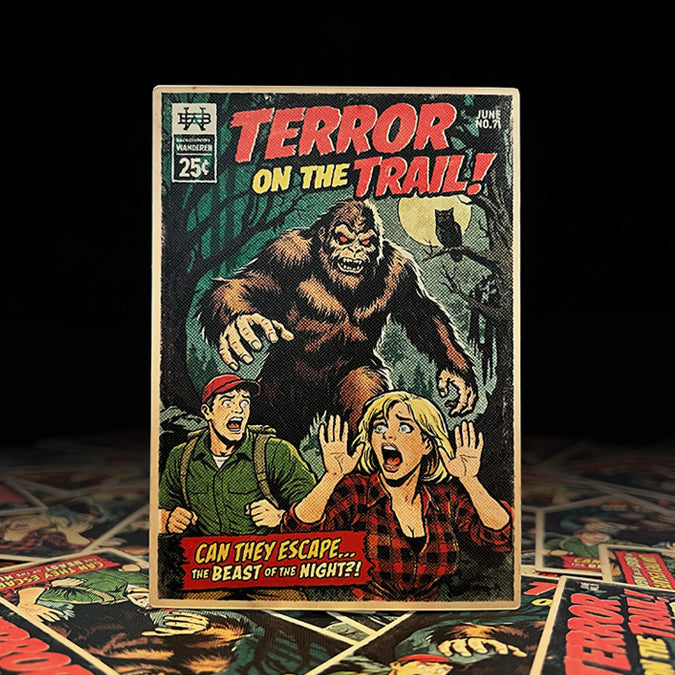 Bigfoot Terror on the Trail 4" Pulp Comic Sticker