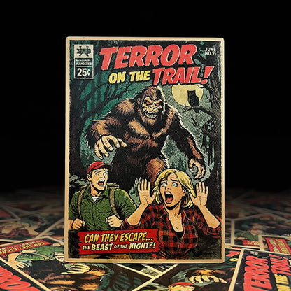 Bigfoot Terror on the Trail 4" Pulp Comic Sticker